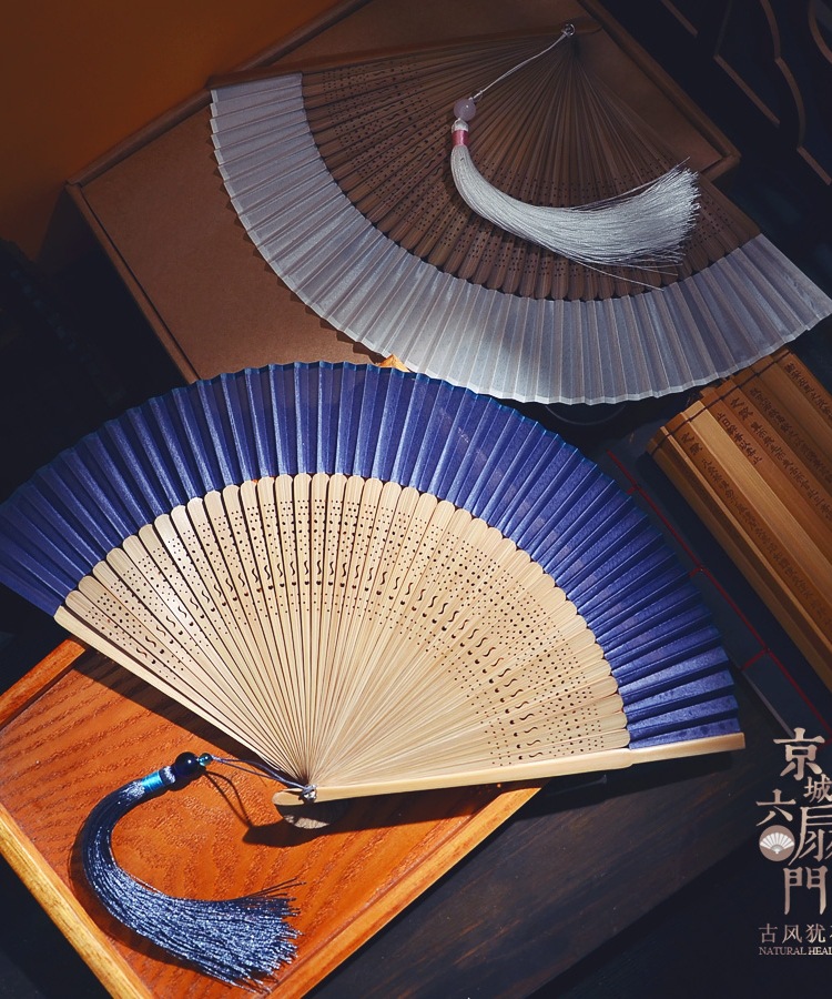 纯色空白折扇子素色米白色绿色风古风7寸折叠竹扇男女绢布夏-阿里巴巴