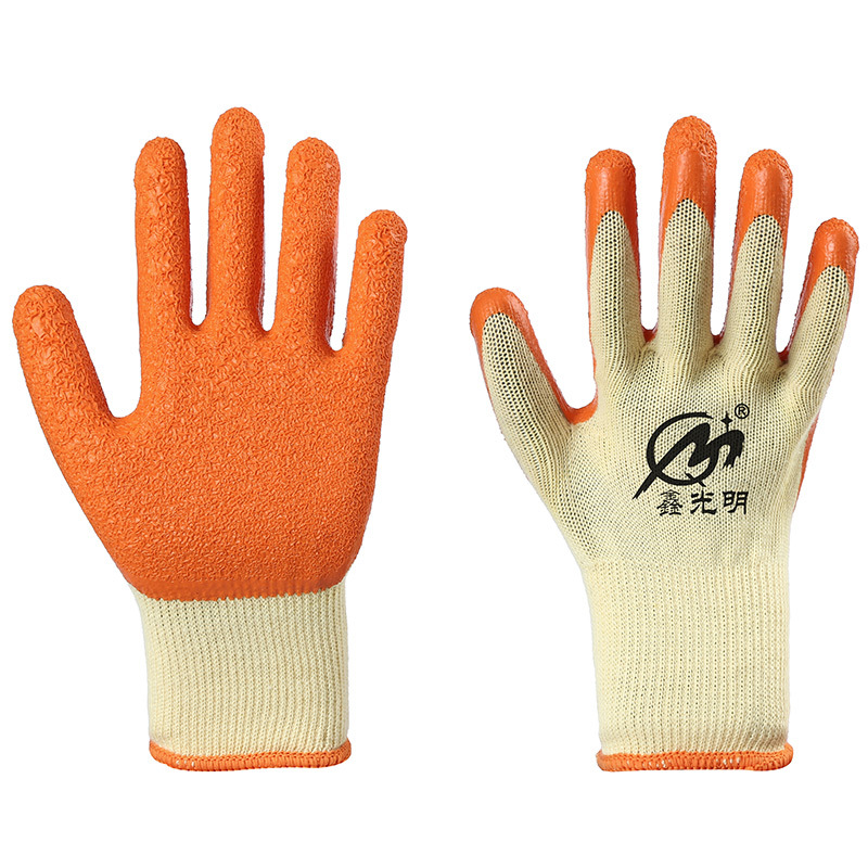 21 Woven Cotton Yarn Rubber Coated Gloves Wrinkle Non-Slip Gloves Construction Site Work Breathable Gloves Dipped Wrinkle Gloves