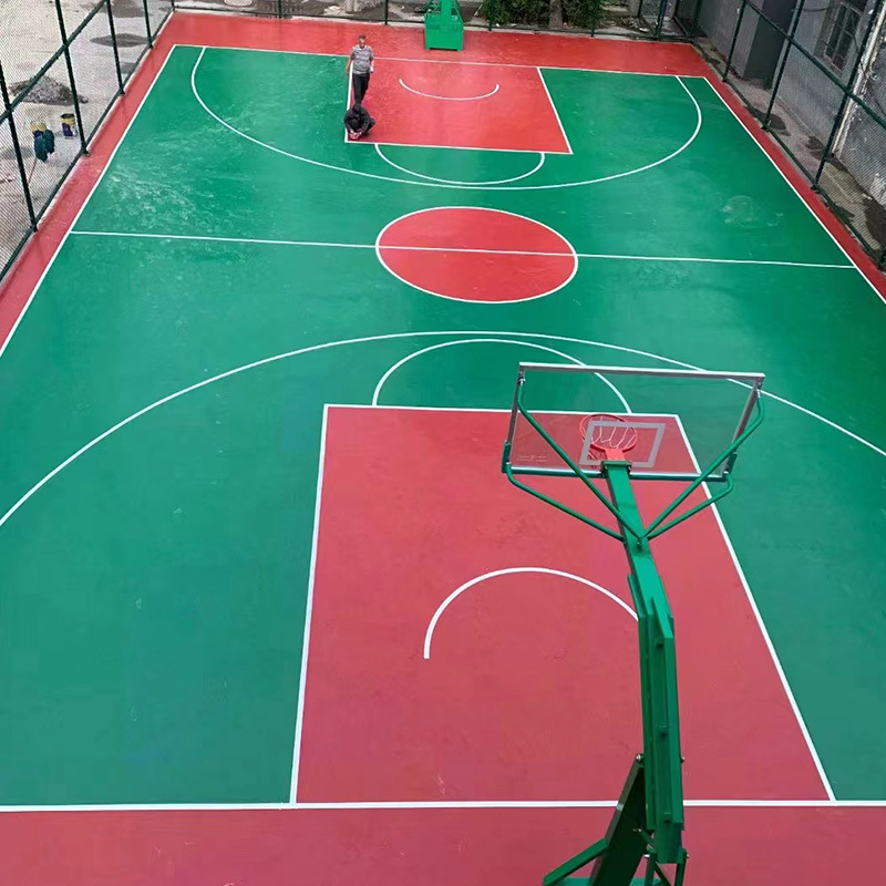 硅pu丙烯酸材料篮球场地 学校操场羽毛球场地塑胶面层材料硅pu