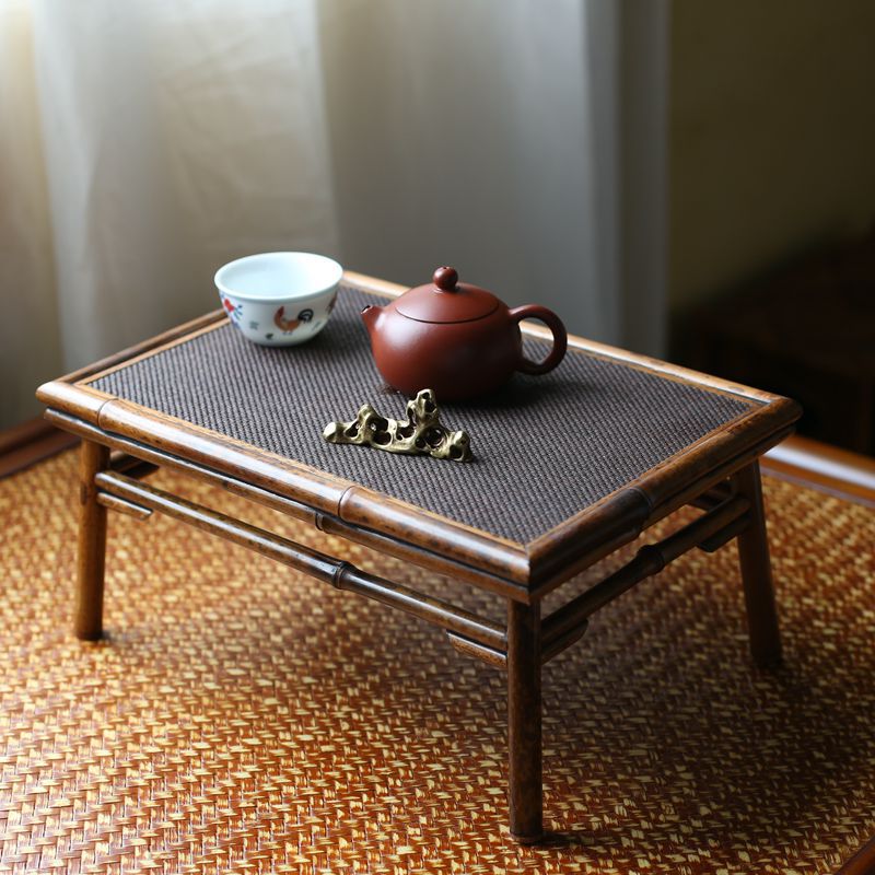 茶海排水漏水铜片铜管胖子茶具茶盘干泡台 竹制席面竹编小茶台托盘