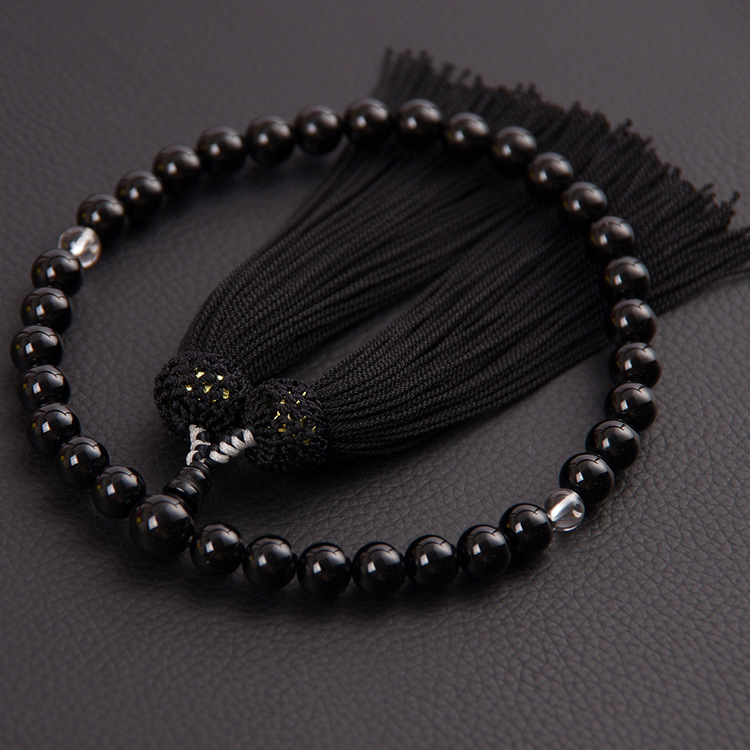 日本念珠8mm黑玛瑙佛珠手串男女手持念珠开运招福御念珠天然数珠