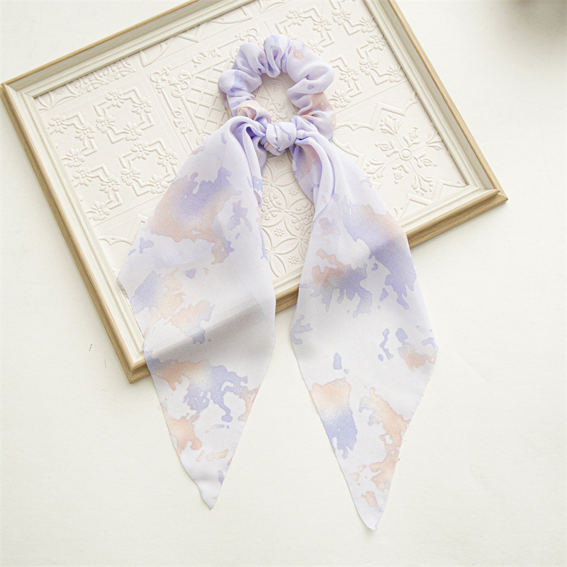 Three-State Summer Silk Scarf Floral Fresh Hair Band Ins Style Large Intestine Hair Band Wholesale Female Headband Bow Ribbon