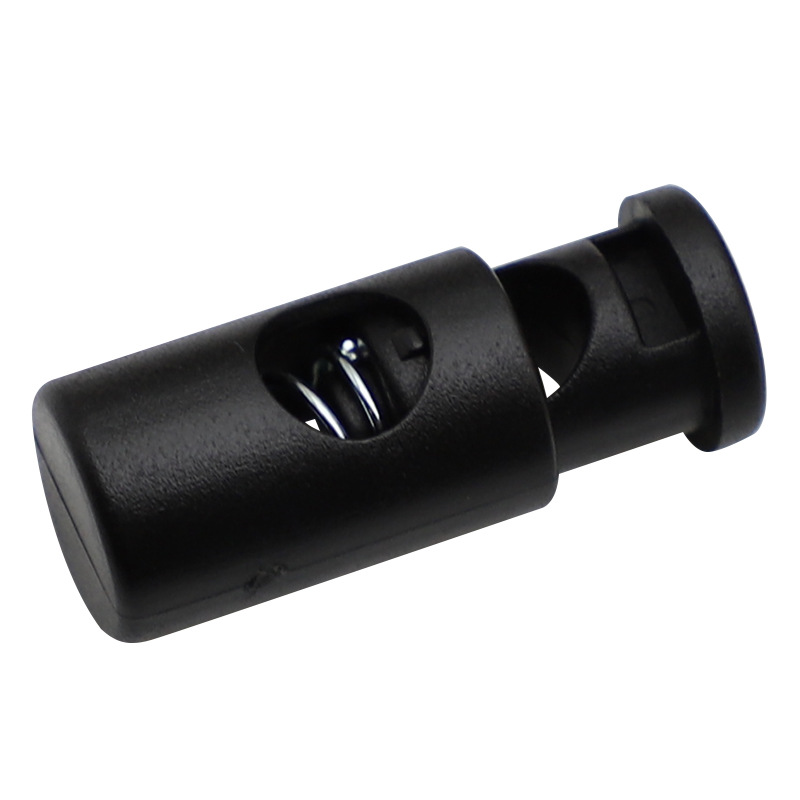 塑料弹簧扣厂家箱包配件圆形弹簧扣双孔彩色透明绳扣接头双孔卡扣