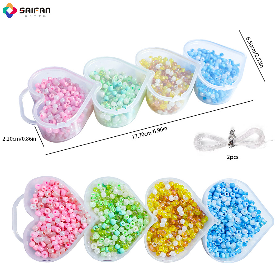 Cross-Border Diy Ornament Accessories Small Rice-Shaped Beads Plastic Beaded Beads Loose Beads Bracelet Diy Material Package Full Set