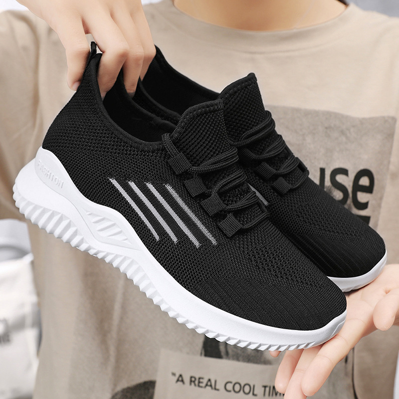 Women's Shoes Summer New Shoes Cross-Border Wholesale Temu Popular Flying Woven Breathable Sneaker Trendy Fashion Casual Shoes