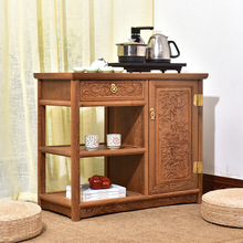 红木家具鸡翅木茶水柜中式餐边柜简约实木茶柜多功能小储物茶几架