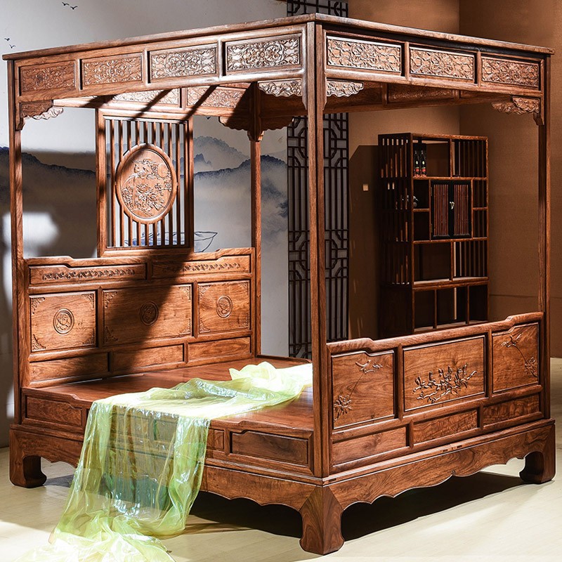 红木床辰韵架子床实木复古花梨木刺猬紫檀明清仿古典中式拔步