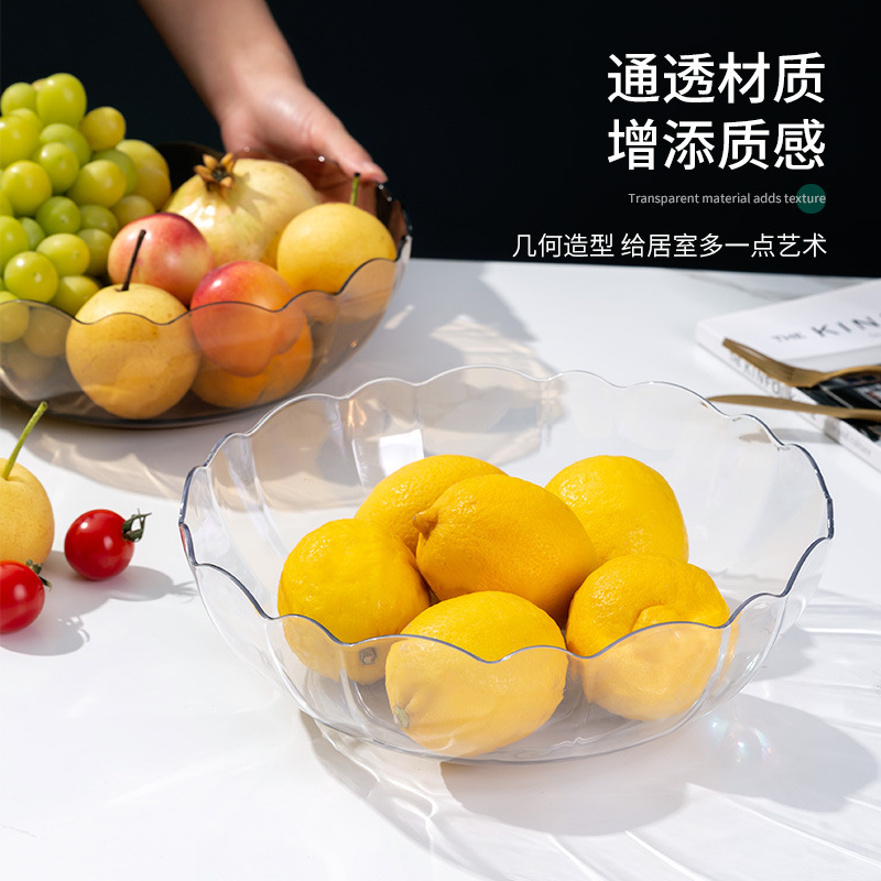 High Transparent Fruit Plate Living Room Home Coffee Table Candy Plate Dried Fruit and Melon Seeds Snack Dish Simple and Light Luxury Style Pet New