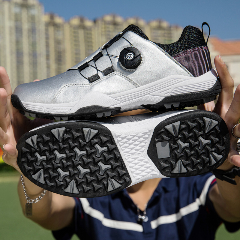 跨境新款高尔夫球鞋男女鞋自动旋钮系高材质打球鞋防滑纹理运动鞋