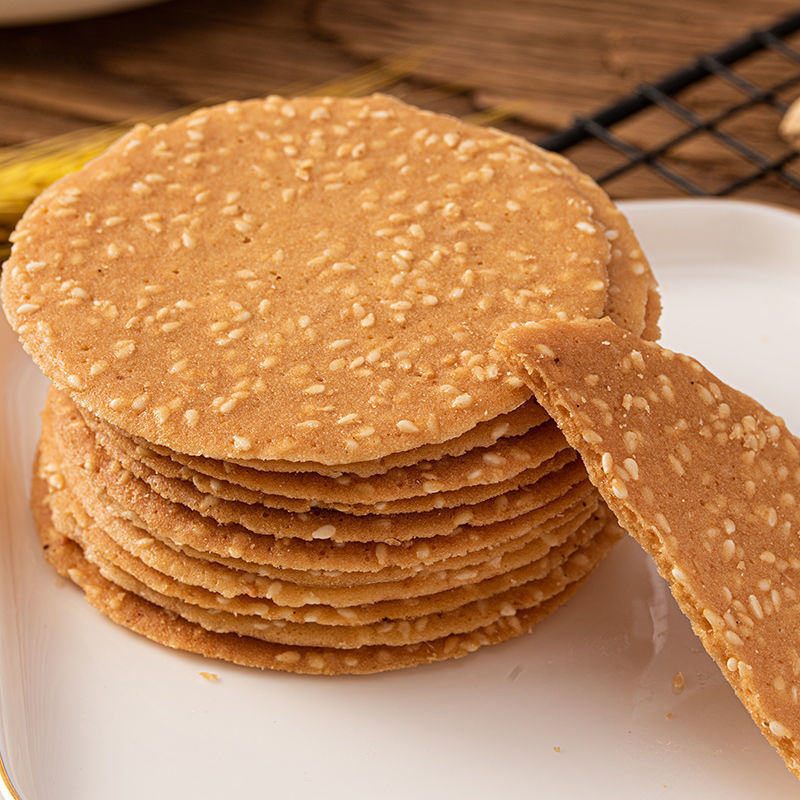 铁棍山药薄片芝麻薄饼网红烤片1斤薄脆煎饼整箱批发饼干零食批发