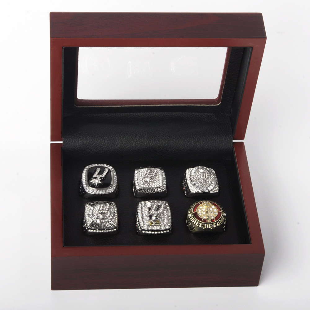 蒂姆·邓肯冠军戒指 6枚 nba 篮球指环套装 马刺名人堂总冠军戒指