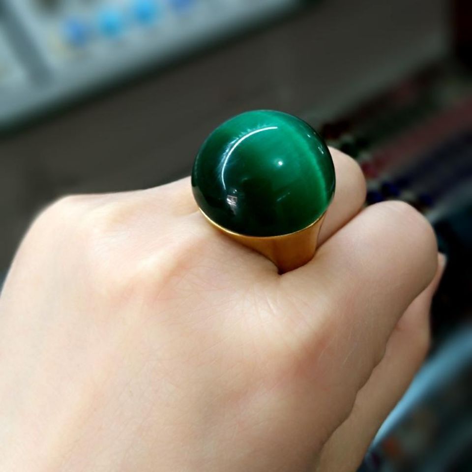 宝石戒指男士绿猫眼石戒指潮款情侣戒指食指戒指环包邮特价