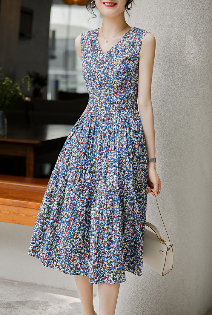 全棉无袖连衣裙夏季图片