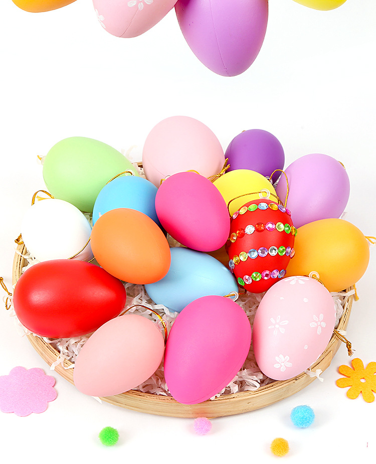 彩绘鸡蛋 仿真彩色鸡蛋壳 儿童手绘玩具复活节幼儿园diy装饰挂饰