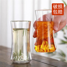 新款创意大容量汇茶杯高硼硅杯子 水杯山恋杯 双层隔热观山杯