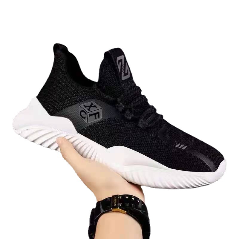 2021 New Spring Breathable Light Casual Shoes Korean Summer Running Tide Shoes Men's Black Shoes One Piece Dropshipping