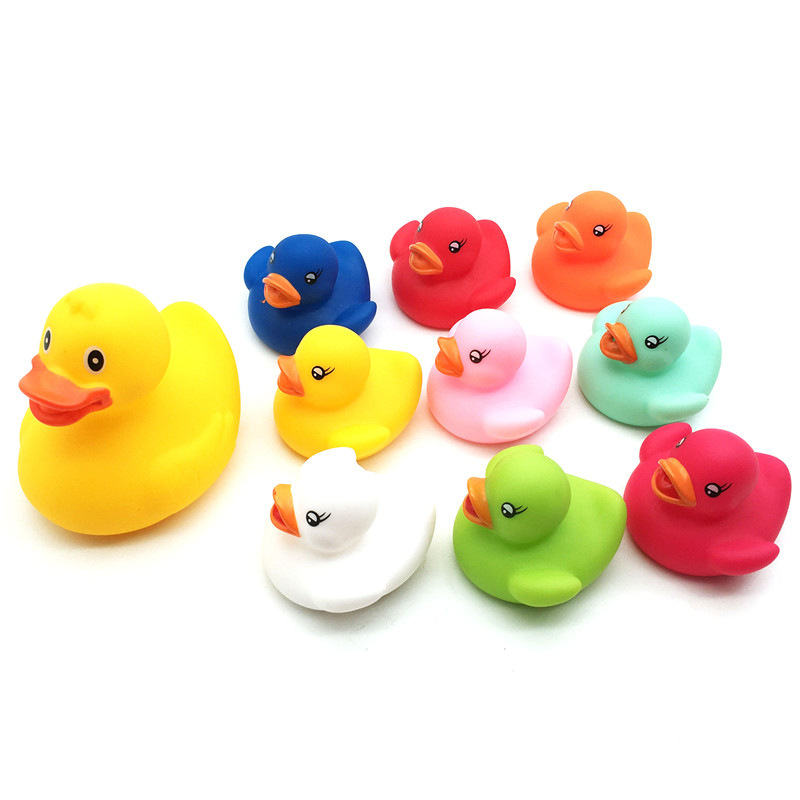 儿童沐浴洗澡戏水小黄鸭子捏捏叫PVC宝宝浴室搪胶玩具洗澡鸭子