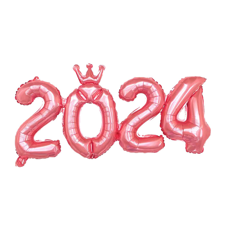 2024 New Year Decoration Balloon 16-Inch One-Piece Digital Aluminum Balloon Company Anniversary Family Party Balloon