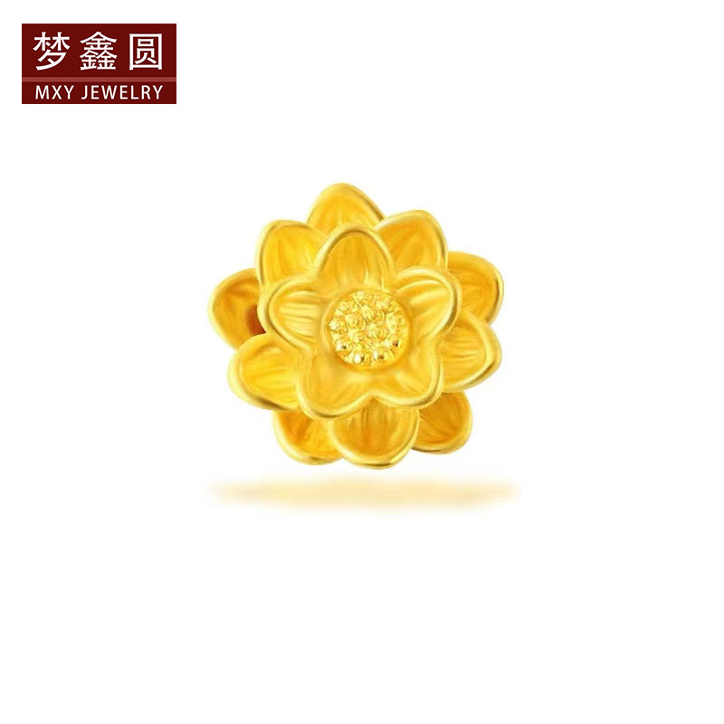 999足金莲花手链 3d硬金黄金莲花转运珠手串母亲节礼物抖音直播款