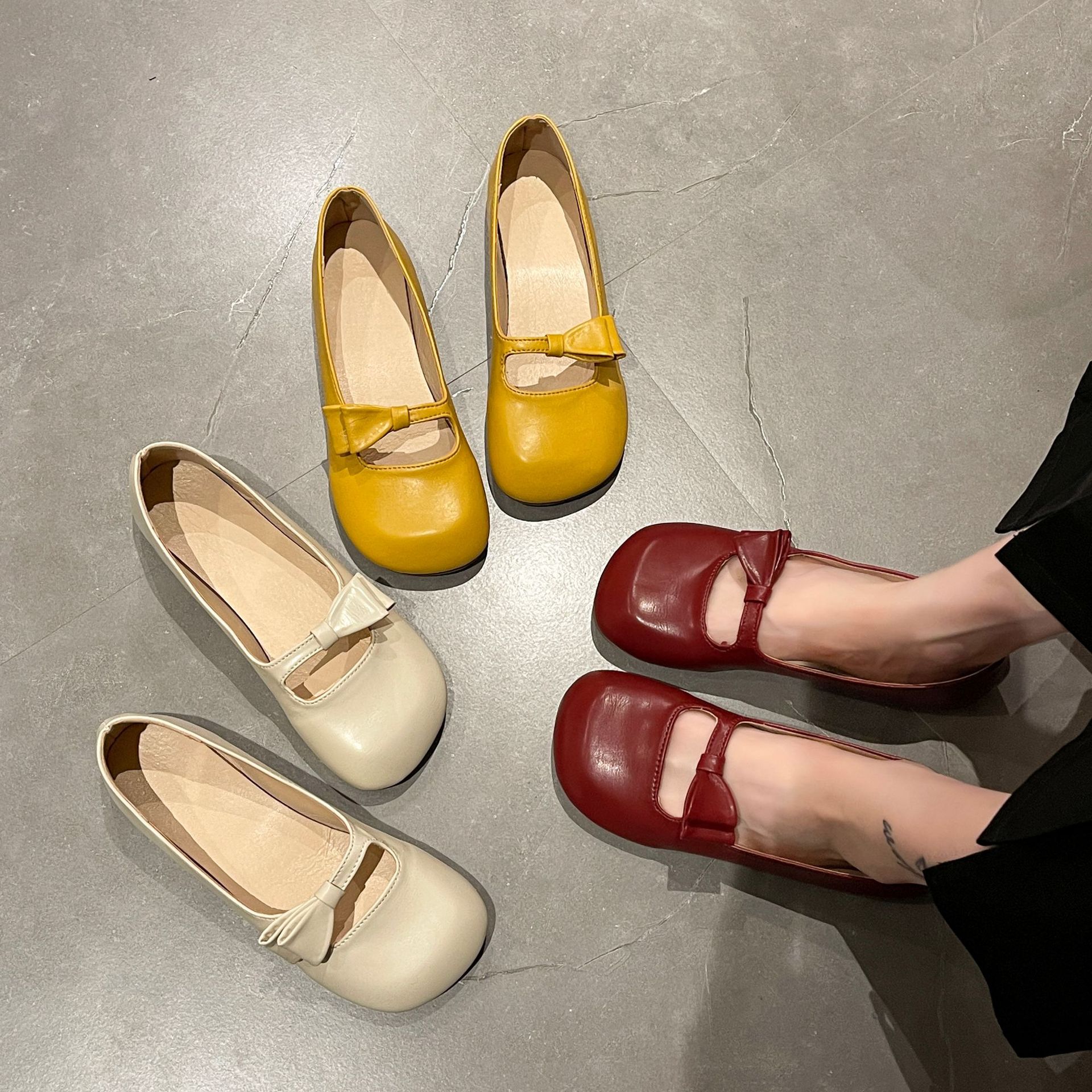 平底豆豆鞋女2024年新款春款一脚蹬懒人鞋温柔晚晚平跟单鞋代发