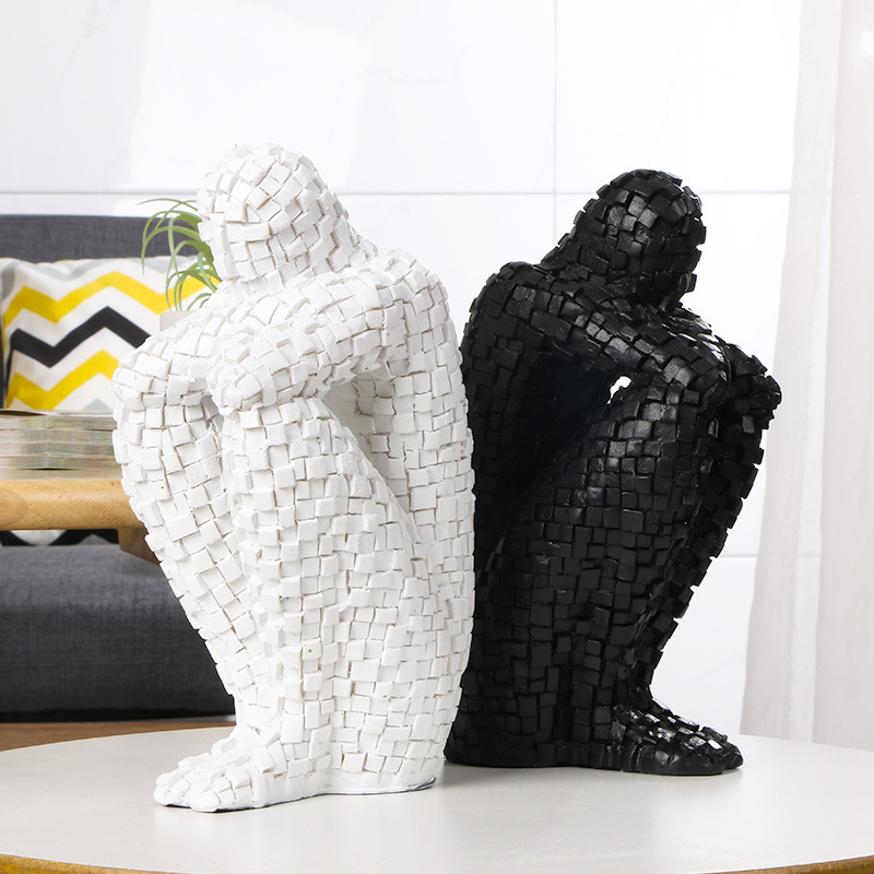 新中式马赛克人物模型树脂工艺品摆件客厅摆设家居雕塑品装饰品