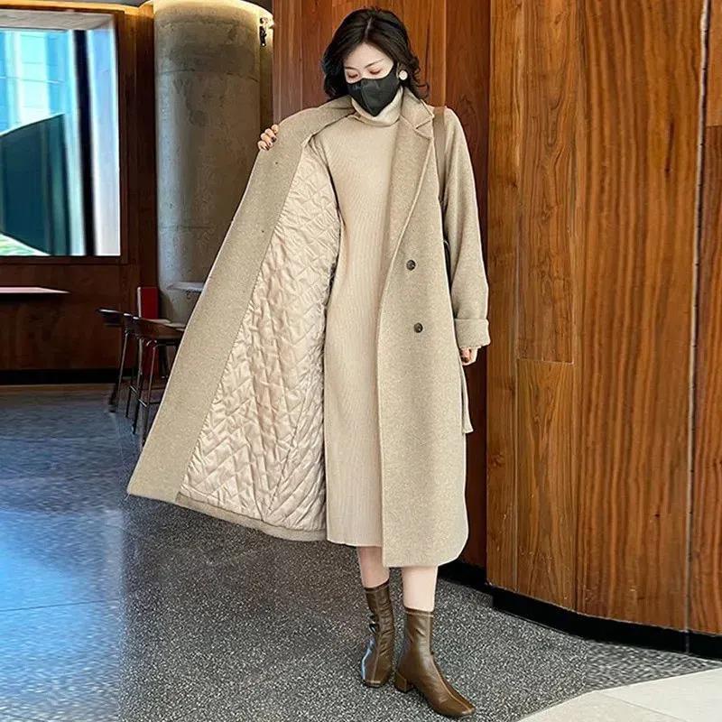 毛呢外套女中长款2023秋冬新款韩版宽松高级感流行加厚呢子大衣潮