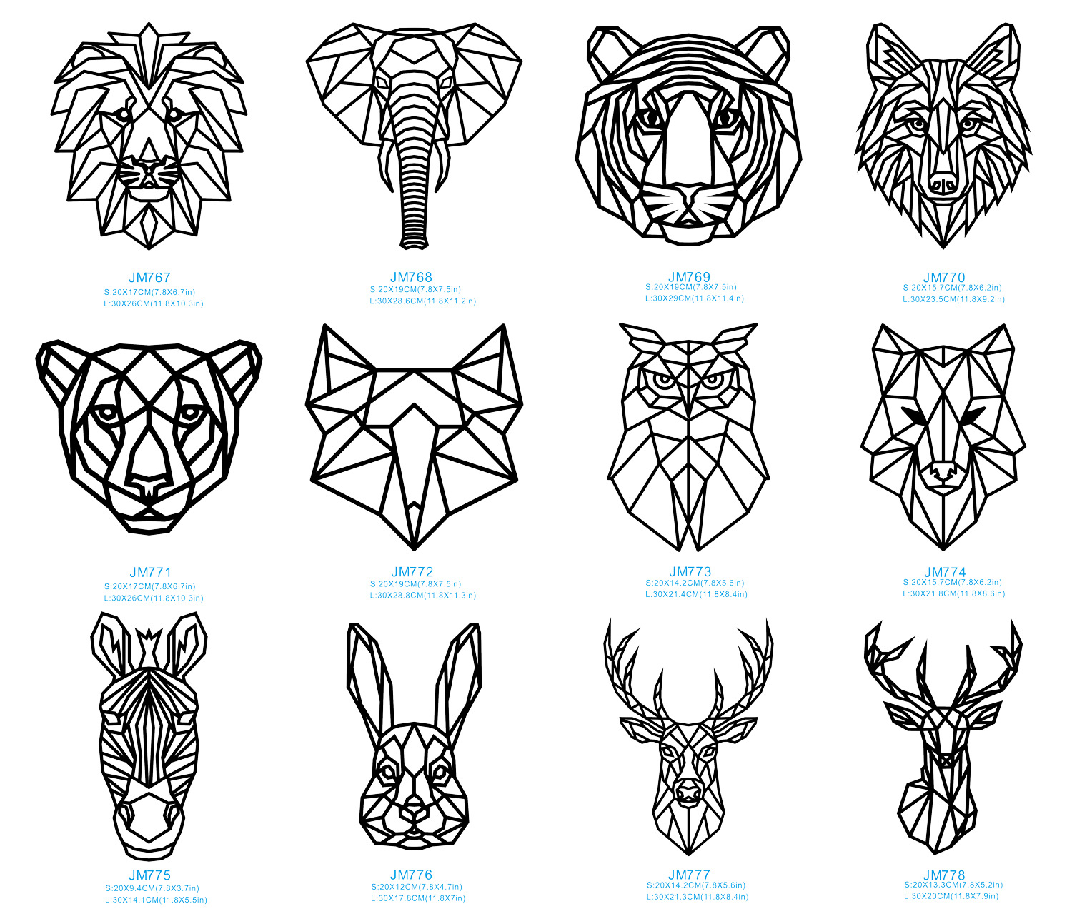 jm767跨境几何线条动物墙贴狮子亚克力镜面贴家居装饰自粘镜子贴