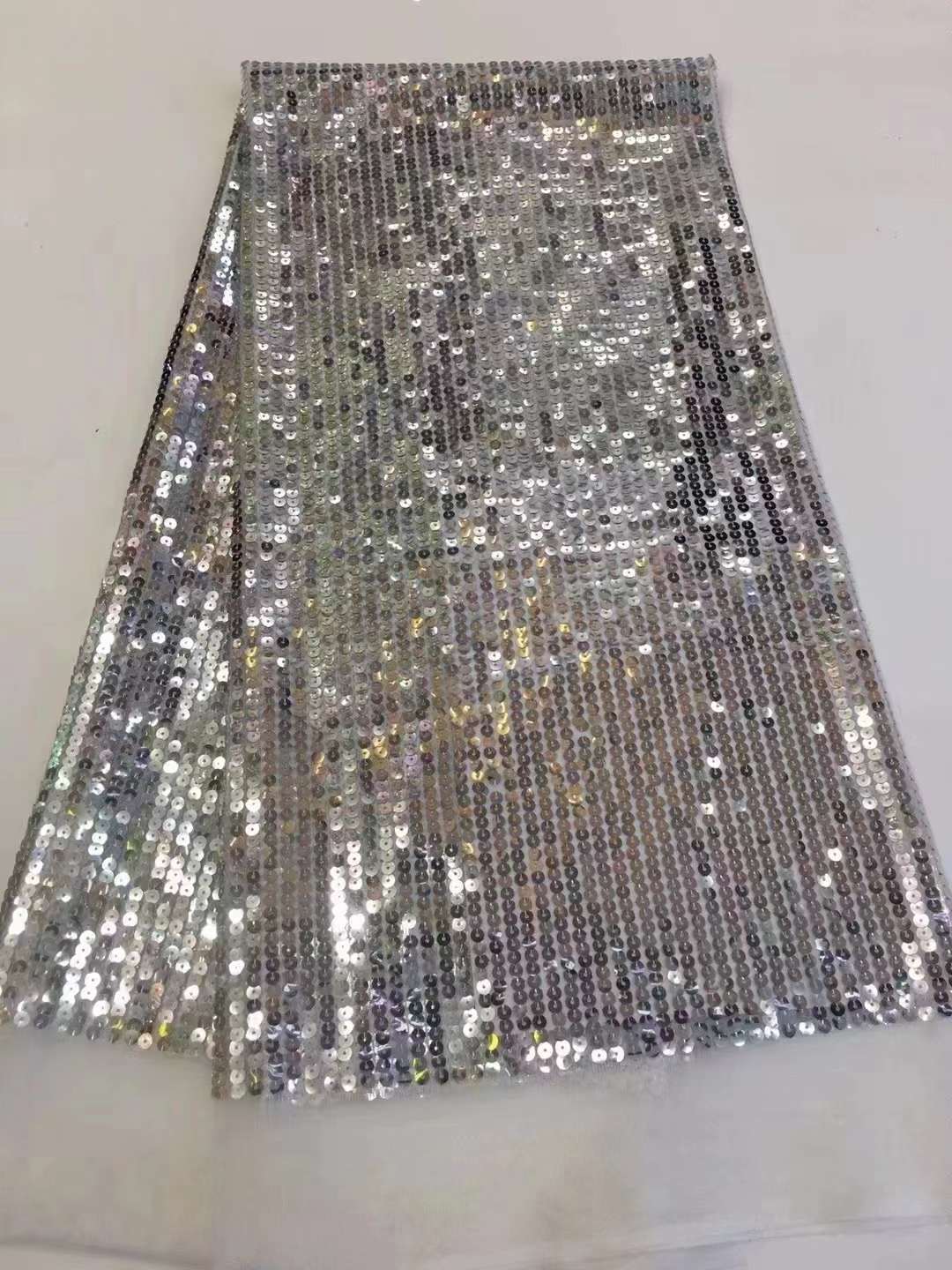 亮片珠片网纱布料 网布珠管绣婚纱礼服绣花布sequins