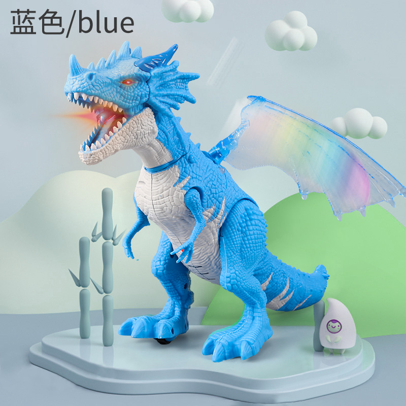 Cross-Border Children's Electric Spray Toy European Flying Dragon with Light Sound Spray Walking Dinosaur Model Toy