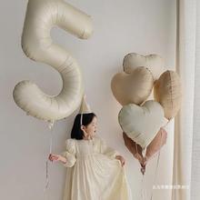 ins奶油色数字气球宝宝周岁生日场景布置派对氛围拍照道具装饰品