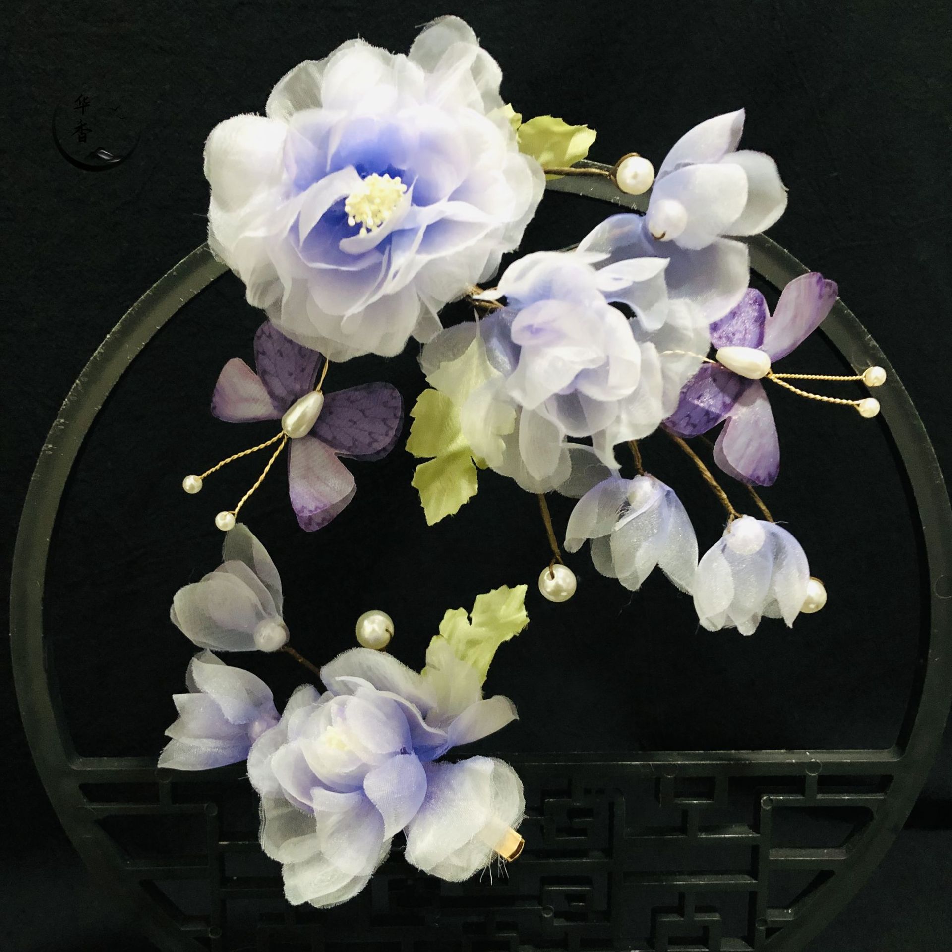 新款绢花簪花发卡马面裙旗袍汉服头饰配饰发夹高级感立体花朵头花