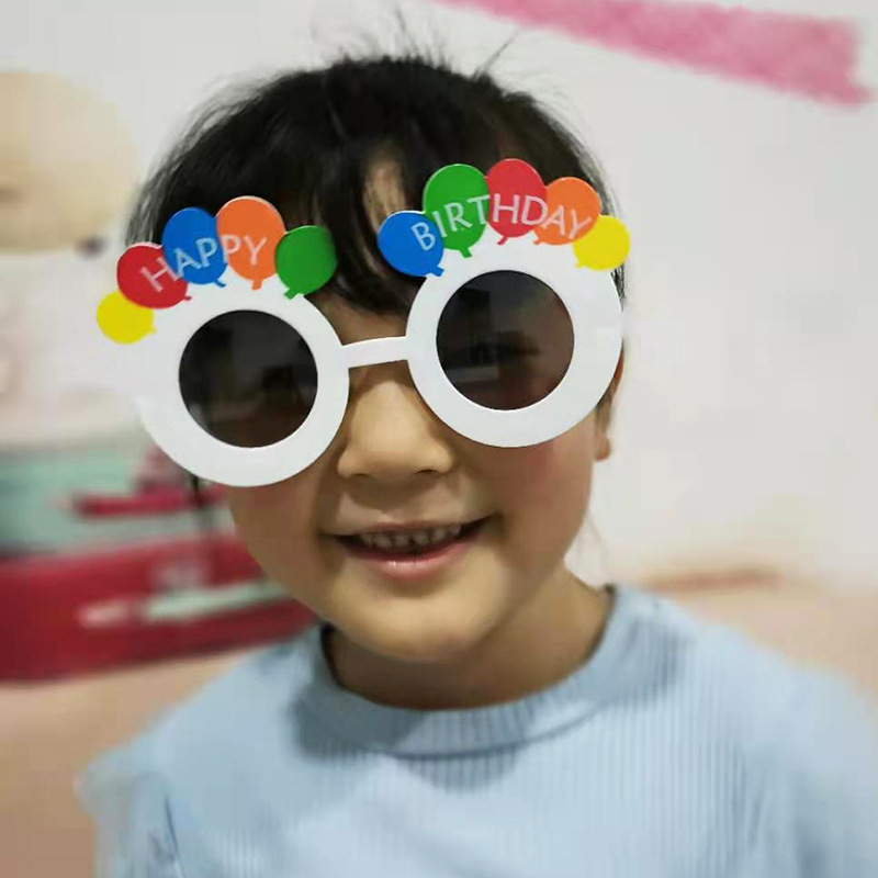 Adult and Children Party Birthday Glasses Letter Birthday Funny Glasses Cake Decoration Plastic Sunglasses Wholesale