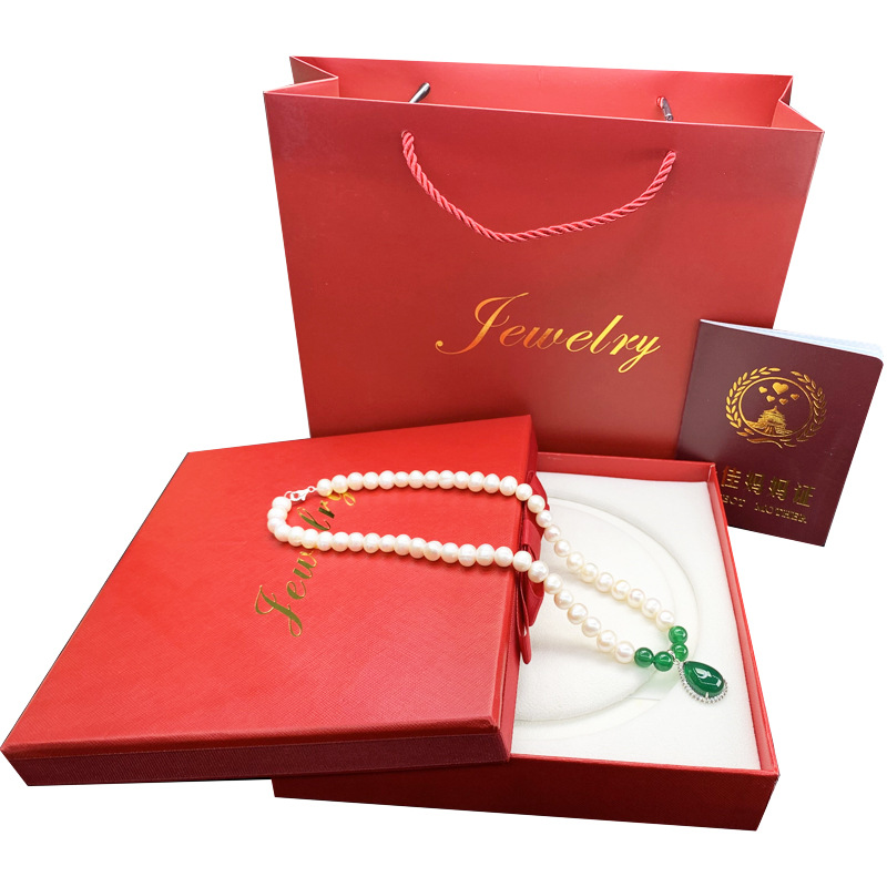Ornament Natural Freshwater Pearl Necklace S925 Silver Embeded Jade Pith Buddha All-Match Suit Mother's Day Gift