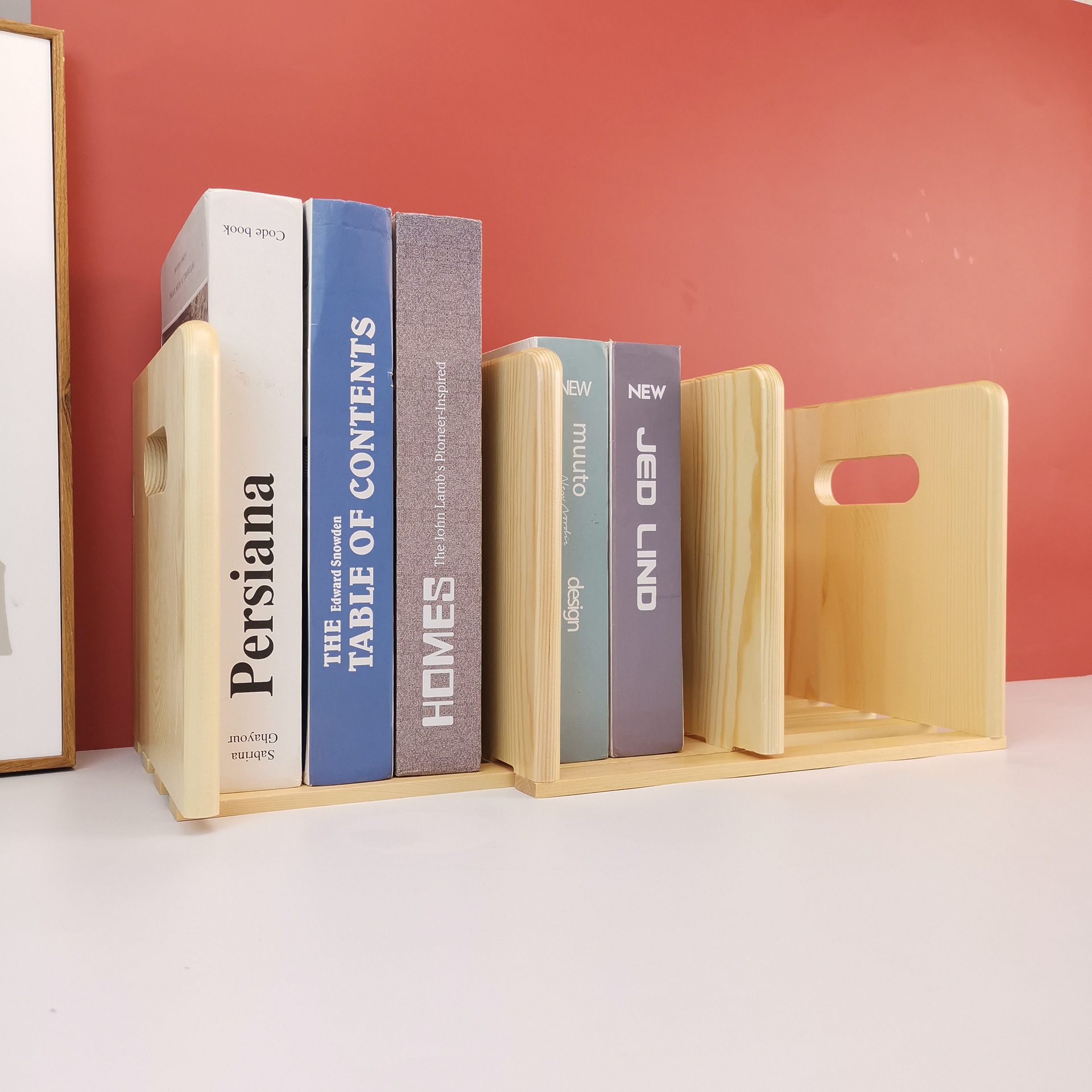 可伸缩木质书立架 创意学生木质可拉伸书立书架 办公用品整理架