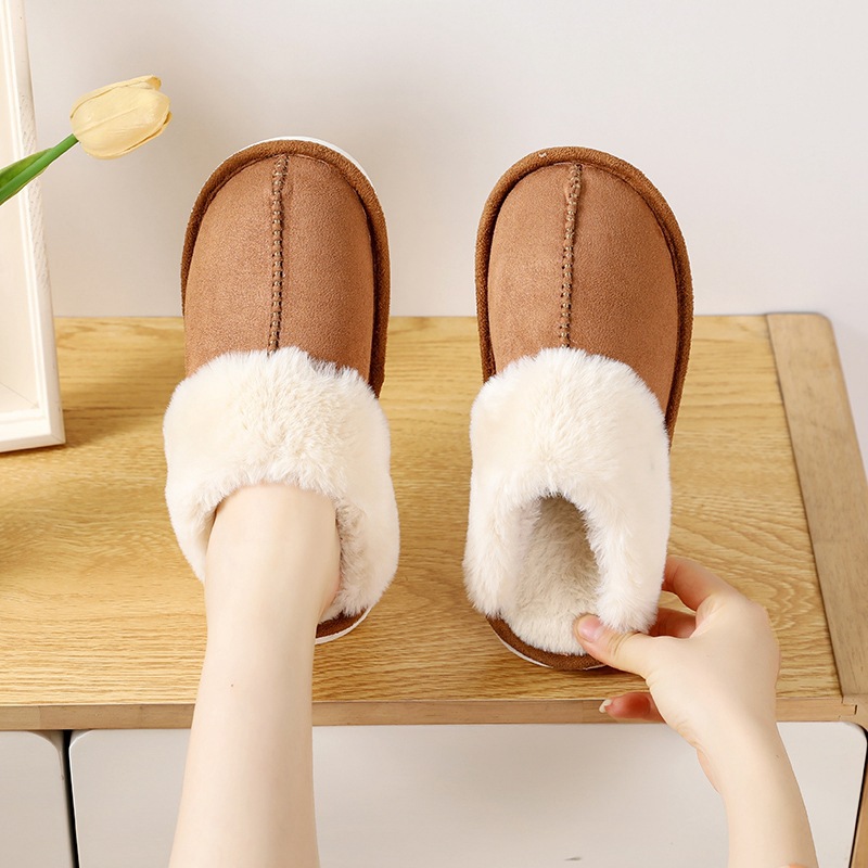 Popular Cotton Slippers Women's Autumn and Winter Home Couple Warm Home Home Plush Men's Confinement Cross-Border Wholesale Cotton Shoes