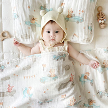 工厂直销婴幼儿竹棉纱布巾宝宝双层薄款外出小盖毯竹纤维云片枕