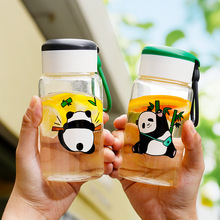 320ml创意熊猫硼硅玻璃杯夏季卡通简约学生运动水杯会销礼品代发