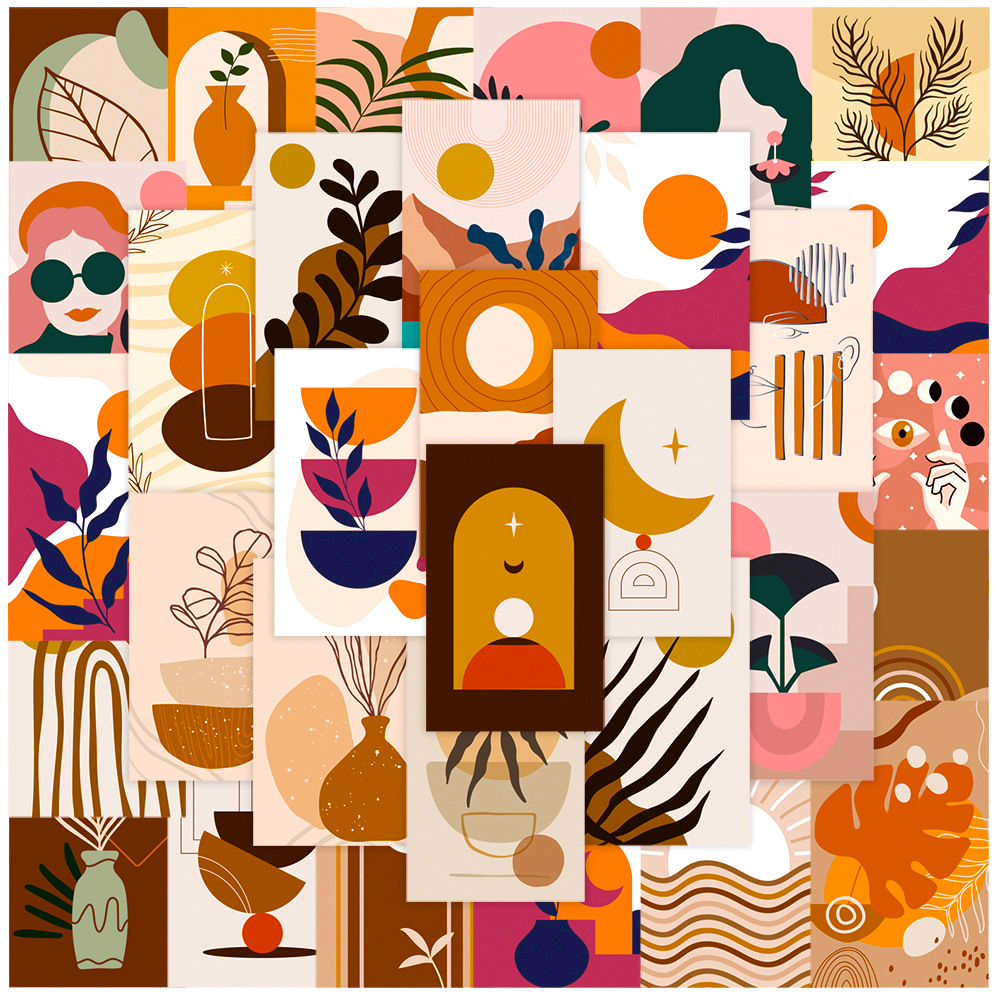 8成交0套50张黑白时尚几何动物涂鸦贴纸水杯冰箱拉杆箱摩托头盔水杯