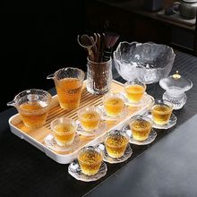 玻璃茶具套装水晶锤纹泡茶器琉璃盖碗茶杯日式功夫茶具大号