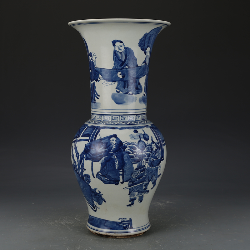 花瓶清康熙青花人物凤尾瓶古董古玩收藏老物件仿古瓷器景德镇摆件