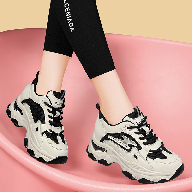 邻家天使真皮厚底气垫休闲鞋2024春秋女士运动鞋旅游鞋9920-阿里巴巴