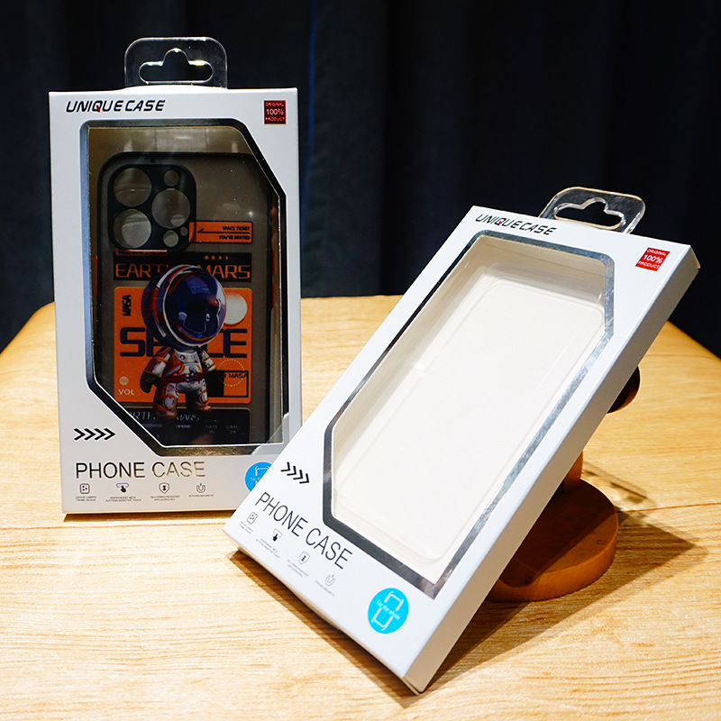 新款金银卡彩色纸盒中性苹果手机壳包装盒通用手机壳吸塑包装现货