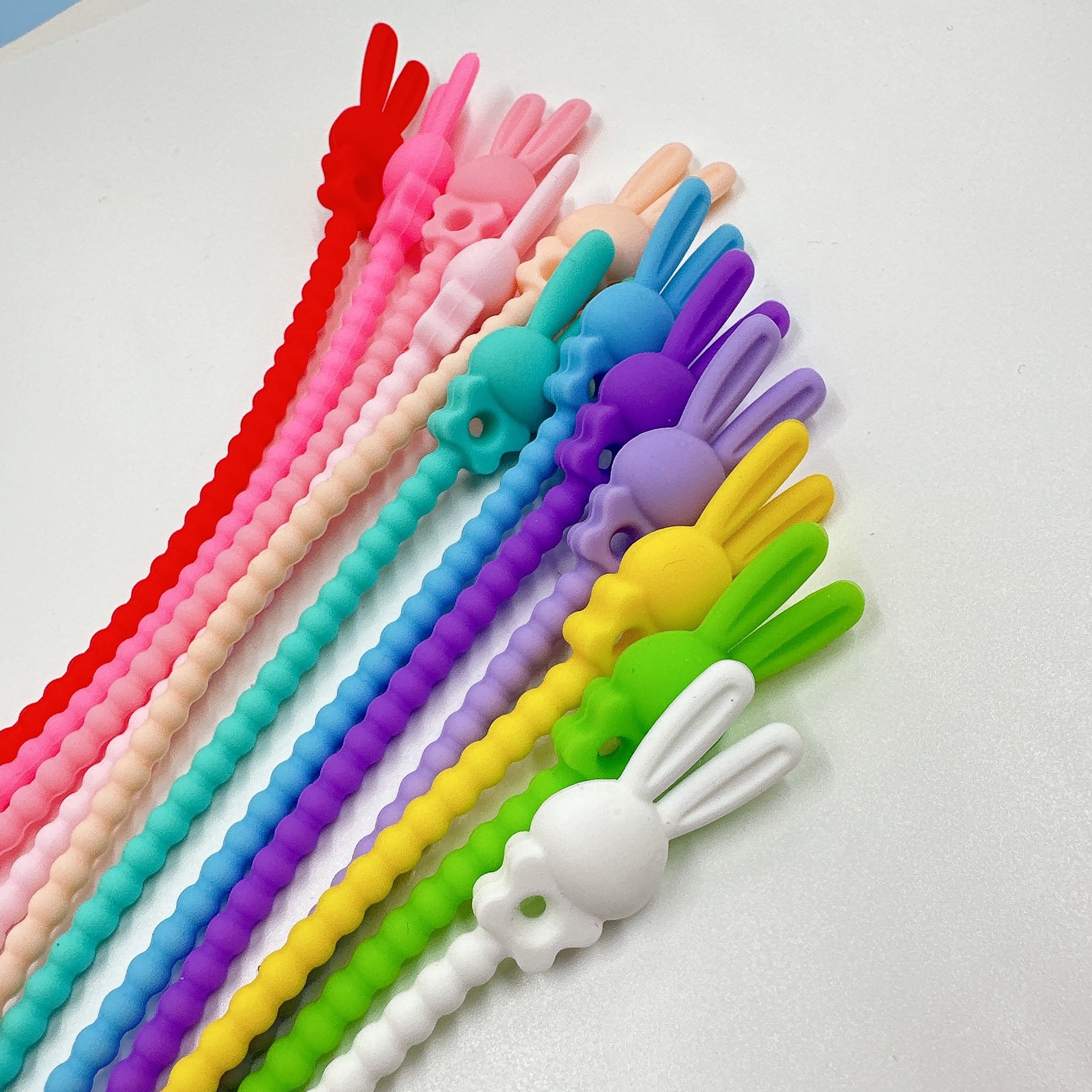 Rabbit Cartoon Animal Silicone Cable Tie Handmade DIY Ornament Accessories Natural Korean Rainbow Epoxy Sleepy Rope