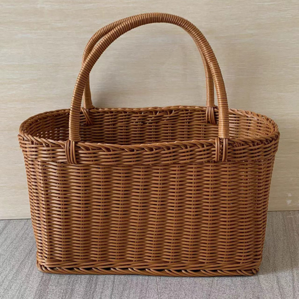 菜篮子编织提菜藤软体手提篮子逛街购物野餐水果软体篮大批发
