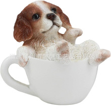 迷你可爱骑士猎犬茶杯雕像2.5英寸宠物狗收藏装饰小摆件