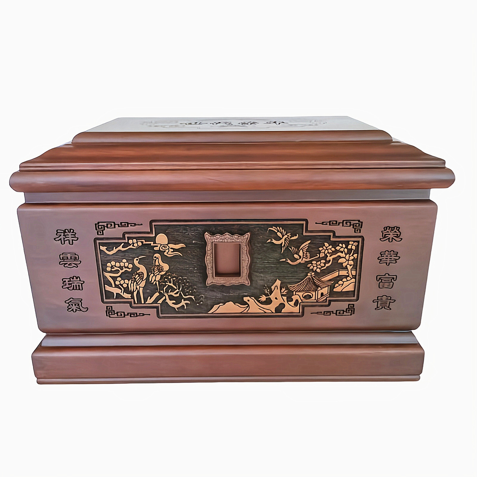 骨灰盒殡葬用品红木黑檀木骨灰盒下葬迁坟用寿盒小棺材男女款可用