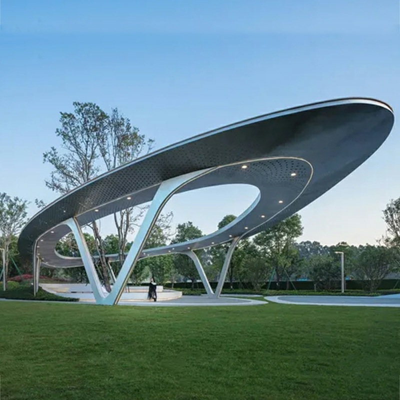 0成交85立方米大型不锈钢廊架雕塑加工园林广场景观金属钢结构廊架