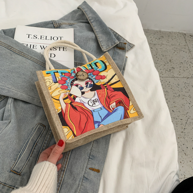 帆布袋设计感小众国风国潮帆布包出门方便携带手提包女夏布艺小号