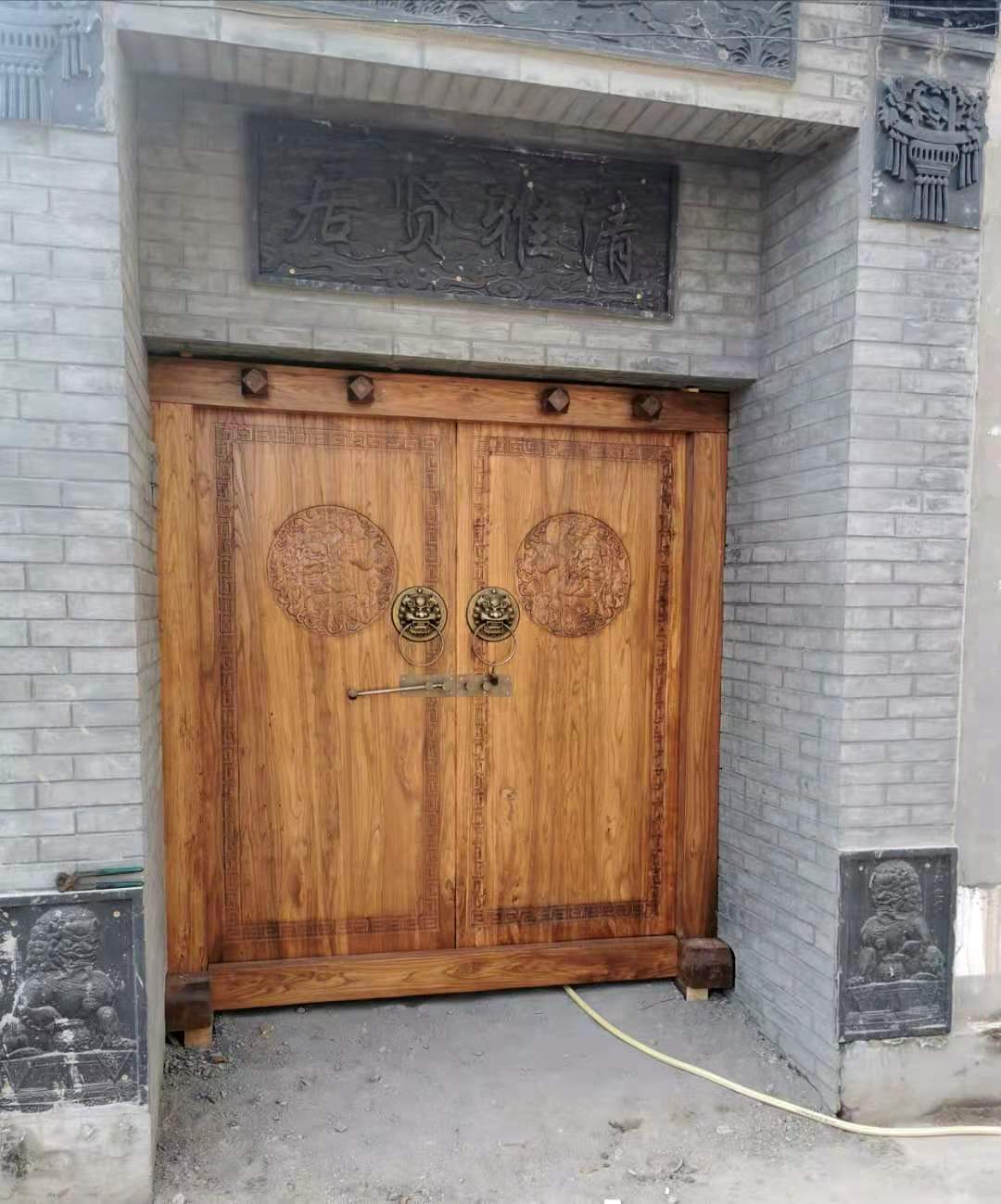 实木仿古老榆老式木门老木料旧木料大门中式别墅庭院双开进户门