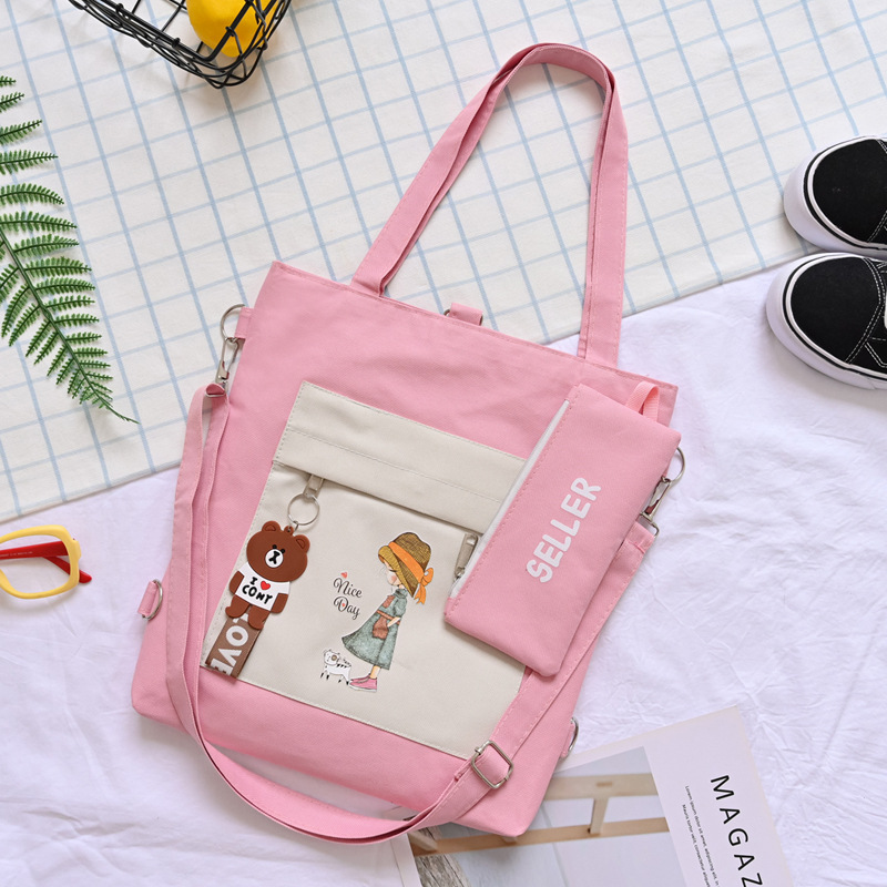 帆布包女手提袋夏文艺拎手提包大容量帆布袋学生布袋子新款多用包